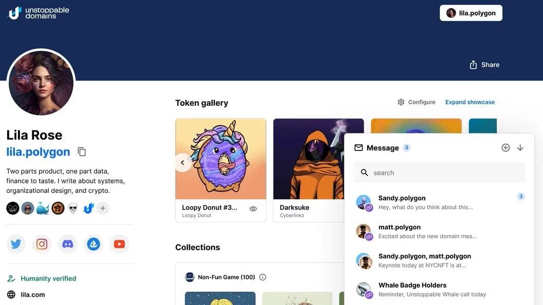Unstoppable Domains 將在 Polygon 上推出 Web3 消息服務
