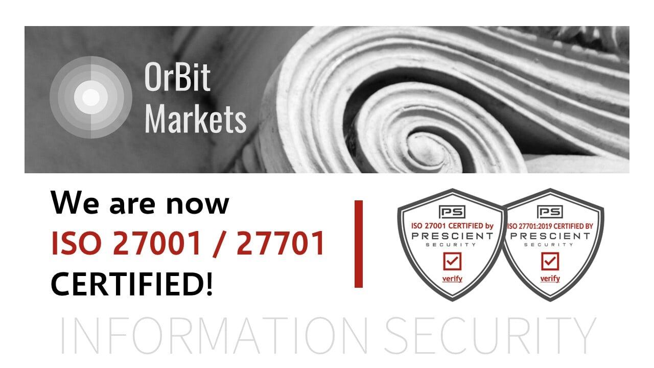 OrBit Markets 獲得 ISO 27001 和 27701 信息安全和數據隱私認證