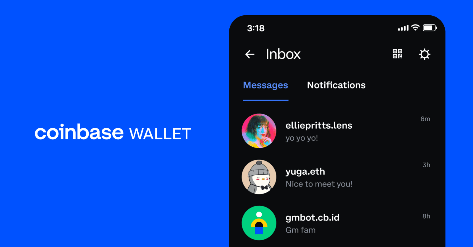 Coinbase 錢包通過以太坊身份引入即時消息